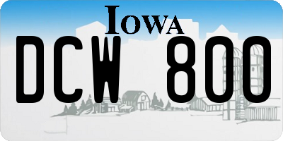 IA license plate DCW800