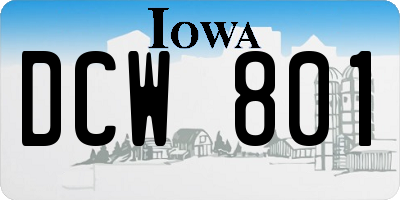 IA license plate DCW801