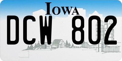 IA license plate DCW802