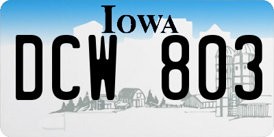 IA license plate DCW803