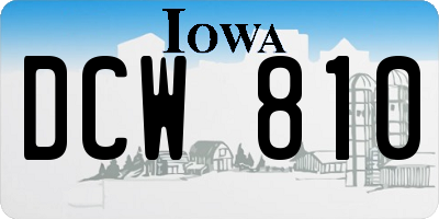 IA license plate DCW810