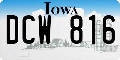 IA license plate DCW816