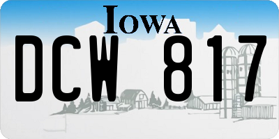 IA license plate DCW817