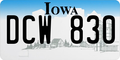 IA license plate DCW830
