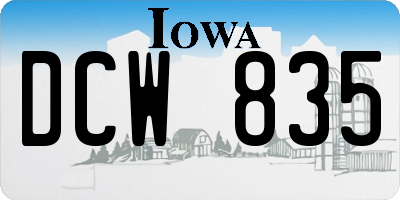 IA license plate DCW835