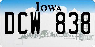 IA license plate DCW838