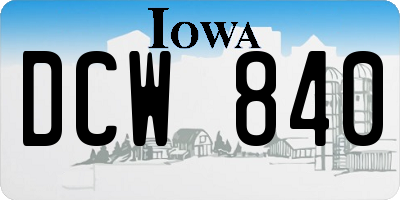 IA license plate DCW840
