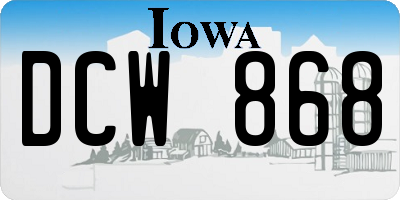 IA license plate DCW868