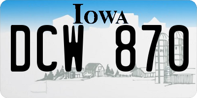 IA license plate DCW870
