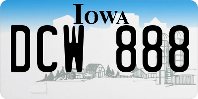 IA license plate DCW888