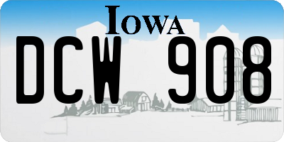 IA license plate DCW908