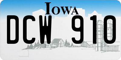 IA license plate DCW910