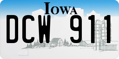 IA license plate DCW911
