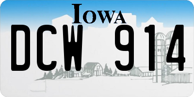 IA license plate DCW914