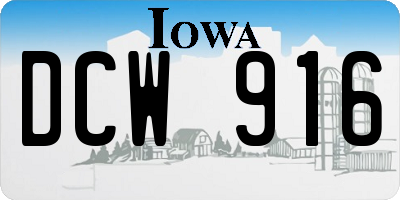 IA license plate DCW916