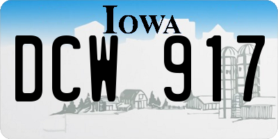 IA license plate DCW917