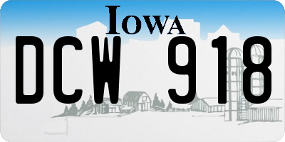 IA license plate DCW918
