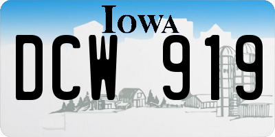 IA license plate DCW919