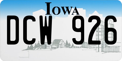 IA license plate DCW926