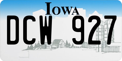 IA license plate DCW927