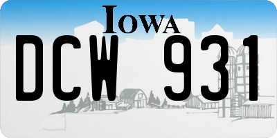 IA license plate DCW931