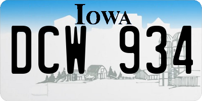 IA license plate DCW934