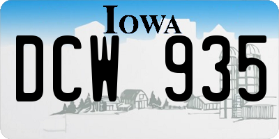 IA license plate DCW935