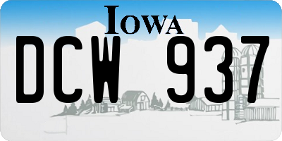 IA license plate DCW937