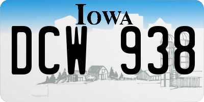 IA license plate DCW938