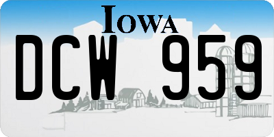 IA license plate DCW959