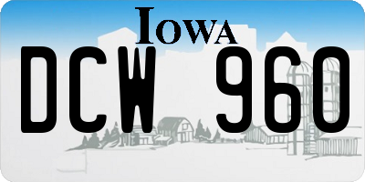 IA license plate DCW960