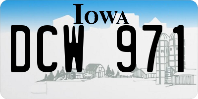 IA license plate DCW971