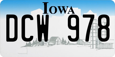 IA license plate DCW978
