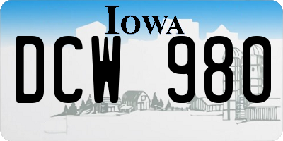 IA license plate DCW980