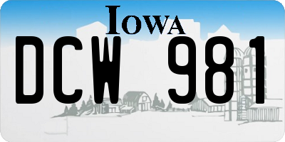 IA license plate DCW981