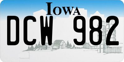 IA license plate DCW982