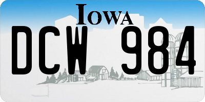 IA license plate DCW984