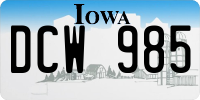 IA license plate DCW985