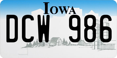 IA license plate DCW986