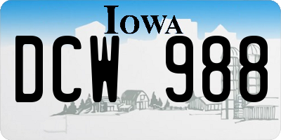 IA license plate DCW988