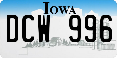 IA license plate DCW996