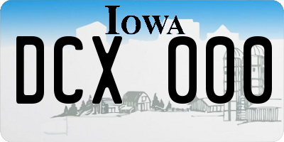 IA license plate DCX000
