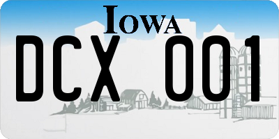 IA license plate DCX001