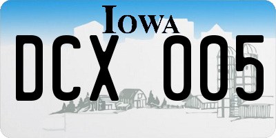 IA license plate DCX005