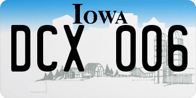 IA license plate DCX006