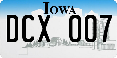 IA license plate DCX007