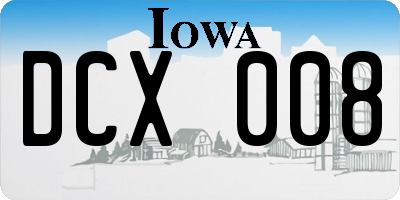 IA license plate DCX008