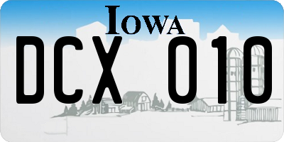IA license plate DCX010