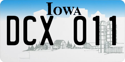 IA license plate DCX011