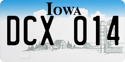 IA license plate DCX014